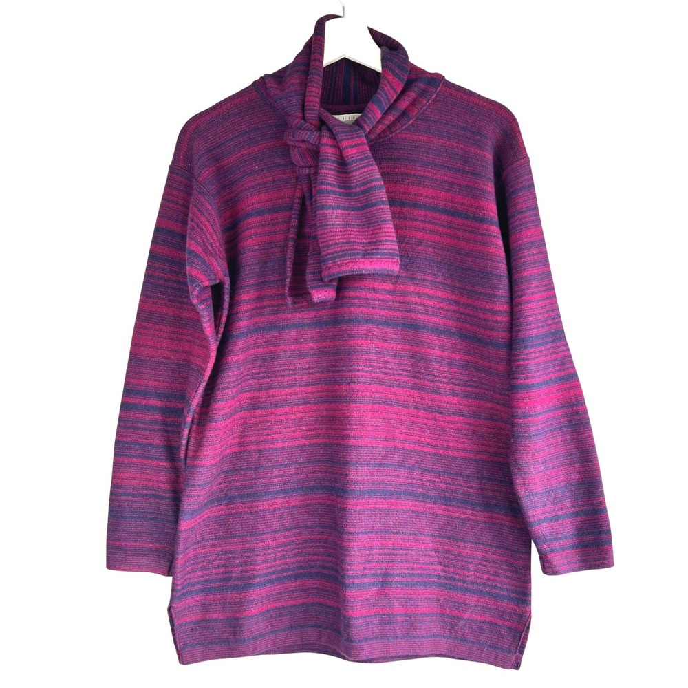 Shirin Cashmere Sweater Womens Medium Purple Scarf Neck Made in Scotland